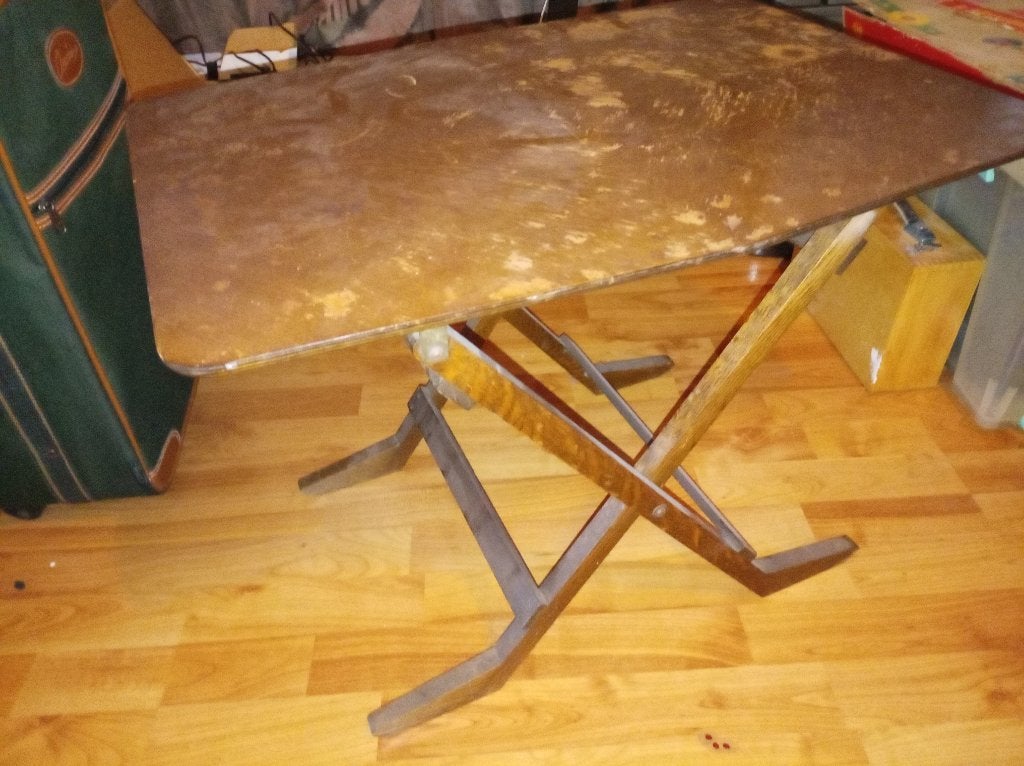 Vintage Bijzettafeltje, Minder dan 55 cm, Gebruikt, Rechthoekig, Hout