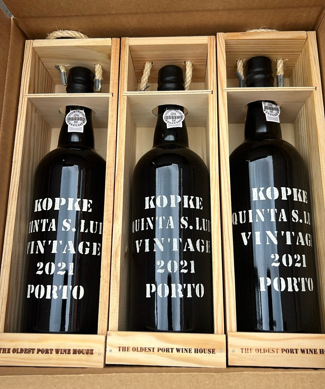 6 flessen in kistje Kopke Quinta Sao Luiz Vintage Port 2021, Ophalen of Verzenden, Zo goed als nieuw, Vol, Overige gebieden