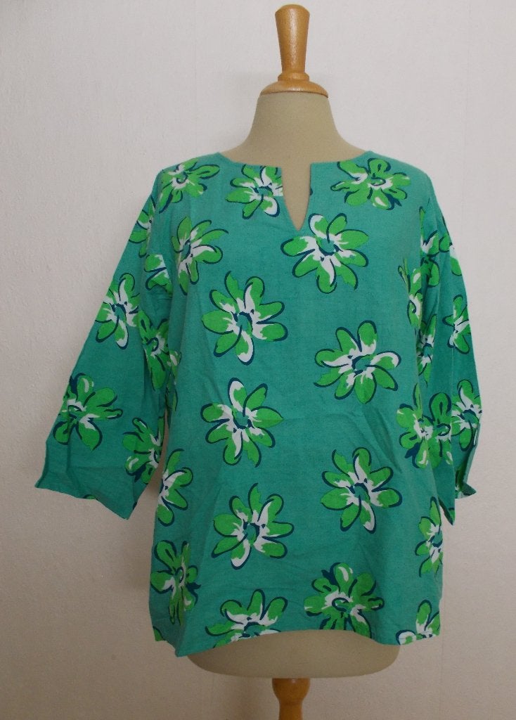 Leuk 100% katoenen groene print tuniek van Enolah! M, Ophalen of Verzenden, Zo goed als nieuw, Maat 38/40 (M), Groen