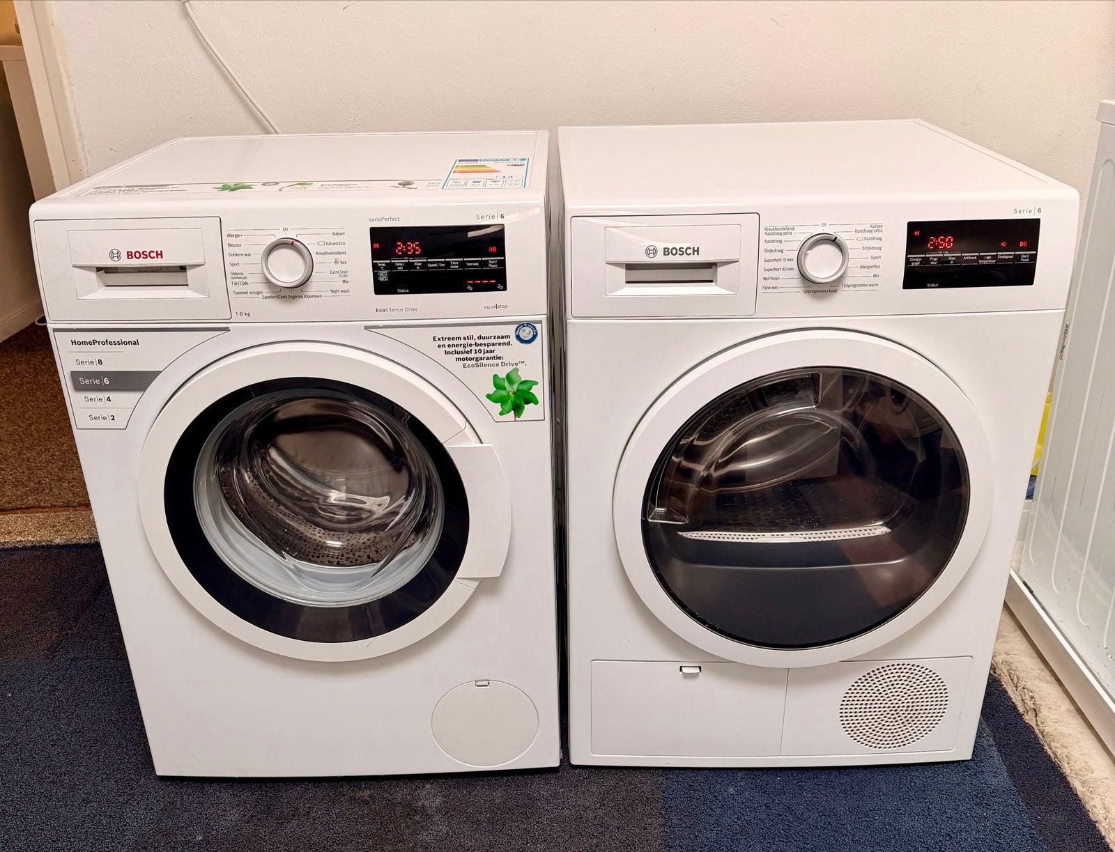 Set Bosch Serie 6 Wasmachine & Bosch Serie 6 Condens Droger, Bosch, Www.bosch.com, 8 tot 10 kg, Germany