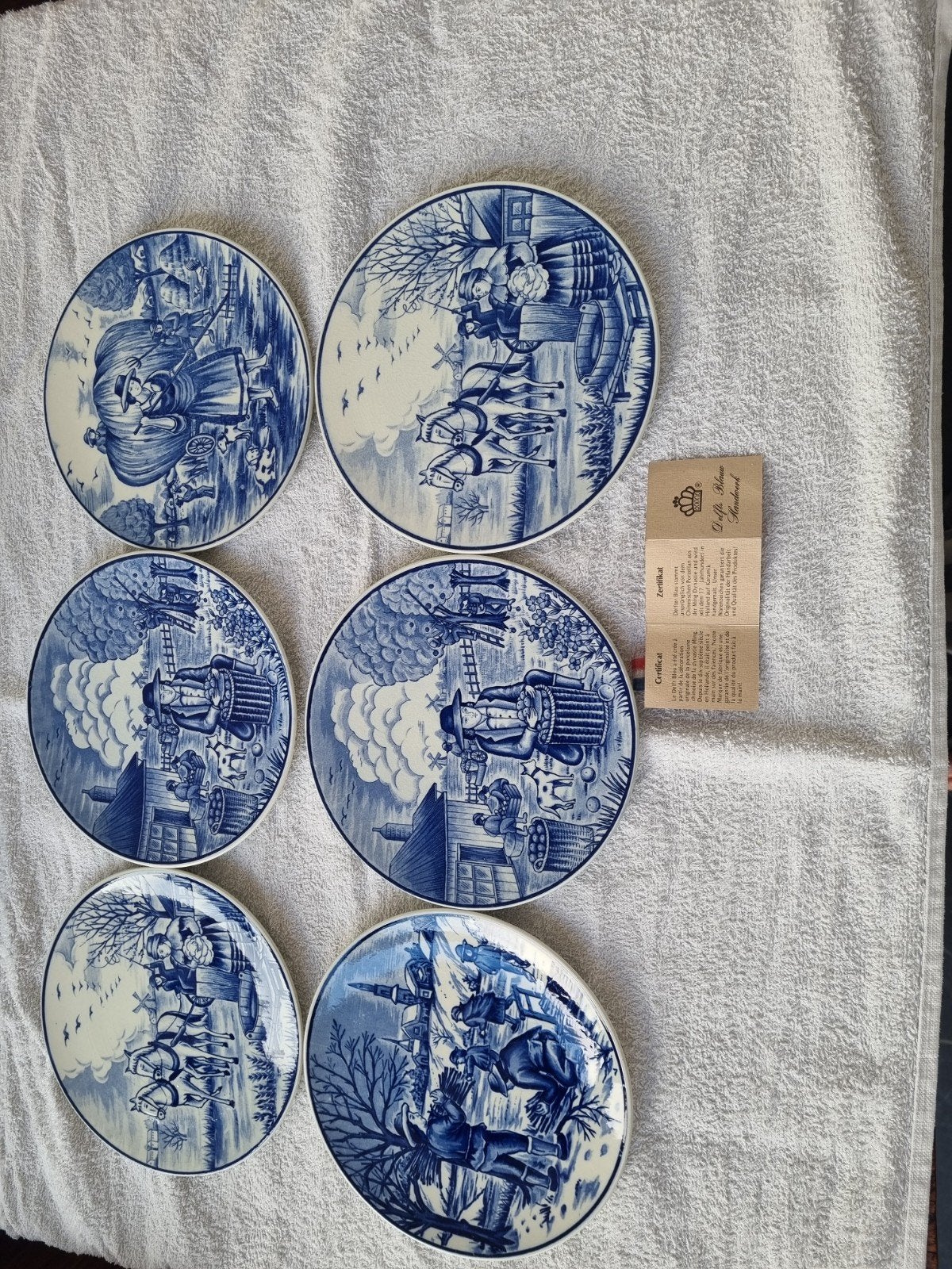 6 Royal Delfts Blauwe borden 19cm met certificaat, Ophalen of Verzenden