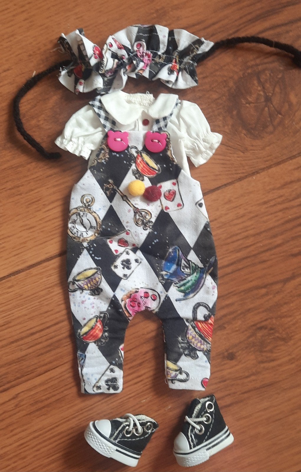 Bjd 1/6 big head, blythe of pullip 4 dlg kleding setje., Verzamelen, Poppen, Zo goed als nieuw, Kleertjes, Ophalen of Verzenden