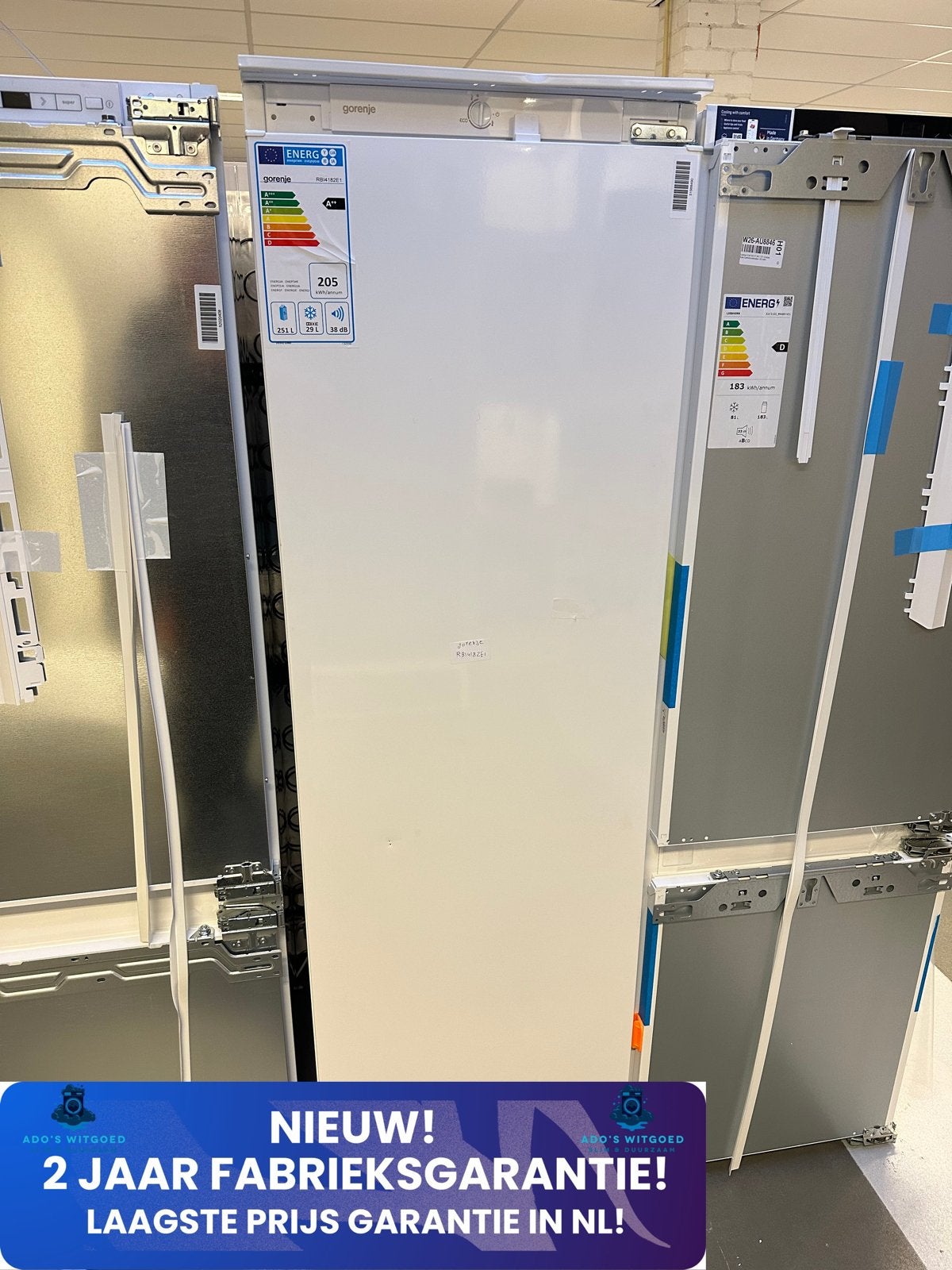 GORENJE 178CM INBOUW KOELKAST SLEEPDEUR DynamiCooling, 200 liter of meer, Info@adoswitgoed.nl, Kamerlingh Onnestraat 8, Wijchen