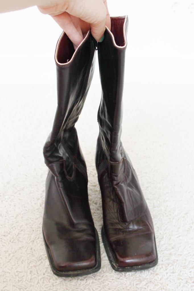 Super Leuke Leren Dick Boons Laarzen s15 (Maat 39) € 75,-, Kleding | Dames, Schoenen, Hoge laarzen, Bruin, Ophalen of Verzenden