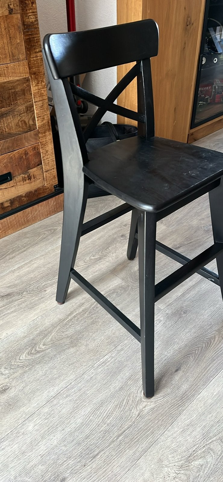 Zwart geverfde IKEA Ingolf kinderstoel, Ophalen, Gebruikt, Hout, 90 cm of meer