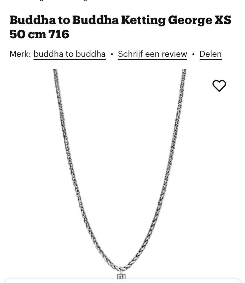 Budha to budha ketting george xs 50 cm, Sieraden, Tassen en Uiterlijk, Ophalen of Verzenden, Zo goed als nieuw, Zilver
