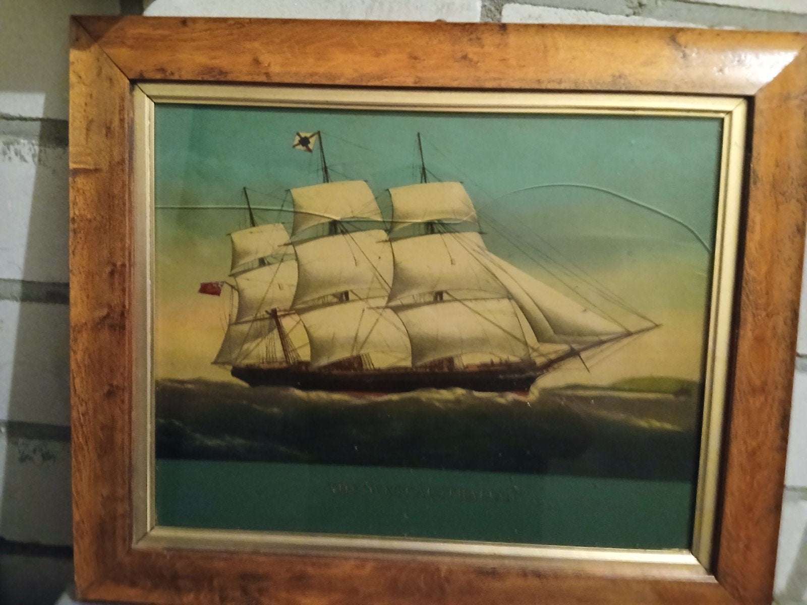 Mooie ingelijste prent van zeilschip 'Ethiopian 838 tons', Maritiem / water, Achter glas, Ophalen of Verzenden, Klassiek