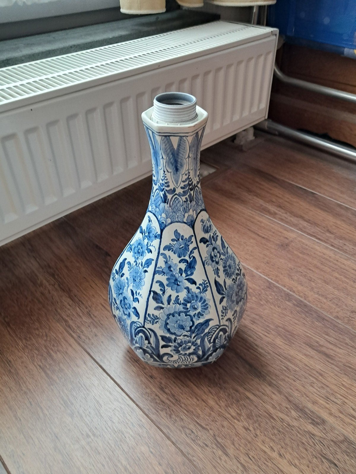 Antieke Delfts Blauwe Vaas/Lampvoet - Handgeschilderd, Ophalen