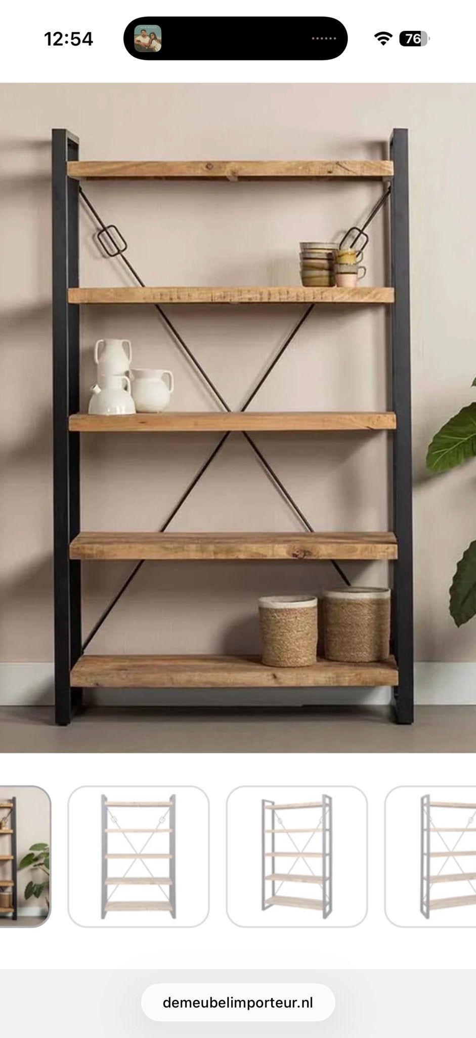 Industriële kast, zwart metalen frame, witte steigerplanken, Huis en Inrichting, Kasten | Boekenkasten, Ophalen, Met plank(en)