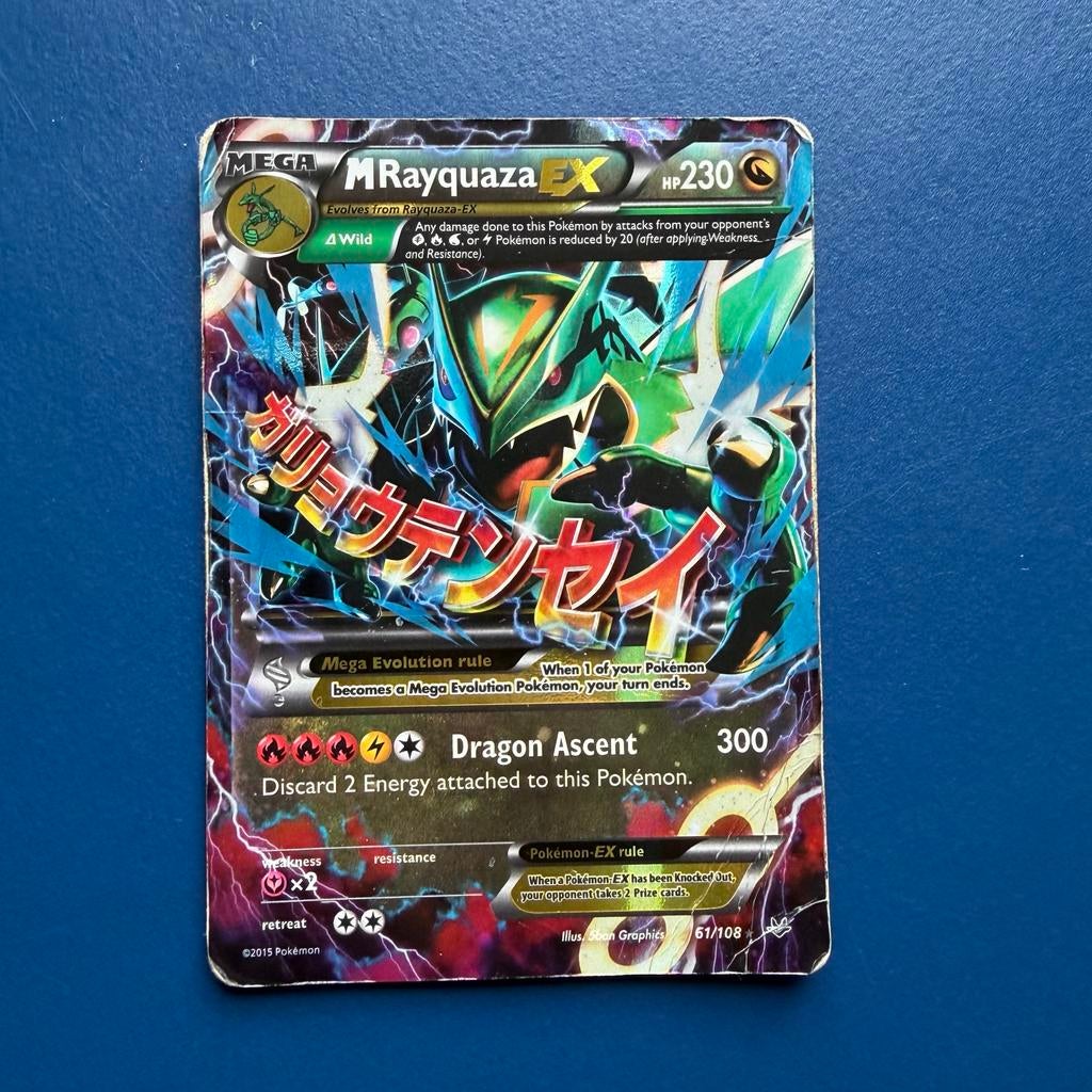 Pokémon kaart M Rayquaza EX, Ophalen of Verzenden, Zo goed als nieuw, Losse kaart, Foil
