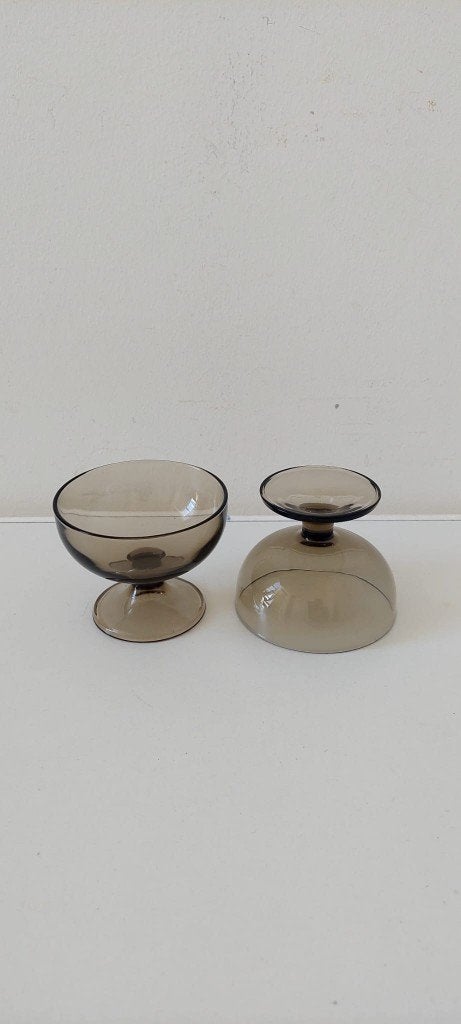 2 Vintage Luminarc rook glas glazen coupe Arcoroc jaren 70, Eu, Eu, Overige typen, Ophalen of Verzenden