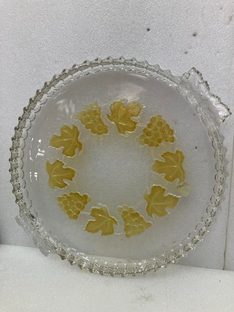 Vintage Walther Glas Gebakschaal met Druivenmotief, Ophalen of Verzenden