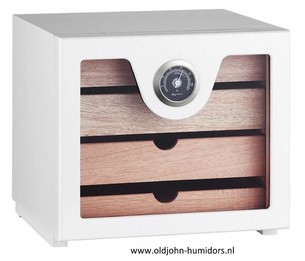 MERK KABINET HUMIDOR WIT MET 4 LADEN voor 100 SIGAREN    h86, Verzenden, Nieuw, Tabaksdoos of Verpakking