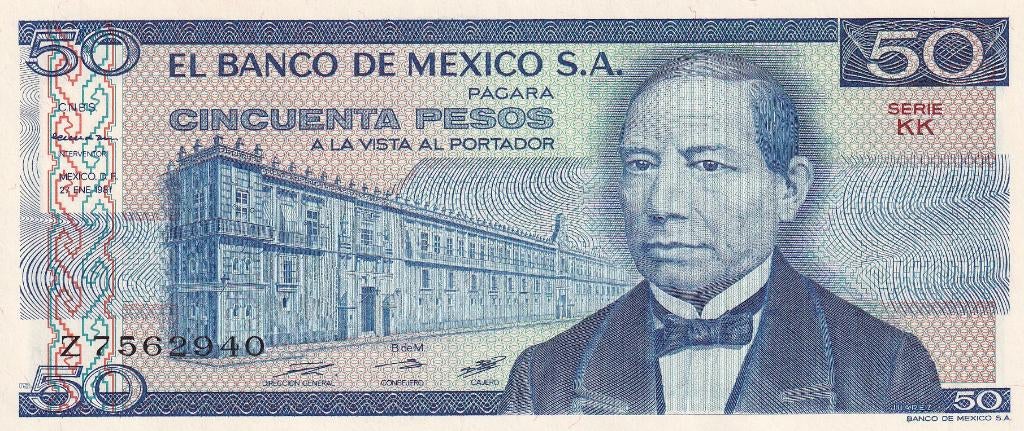 Mexico 50 pesos 27-1-1981 serie KK, Verzenden, Midden-Amerika, Los biljet