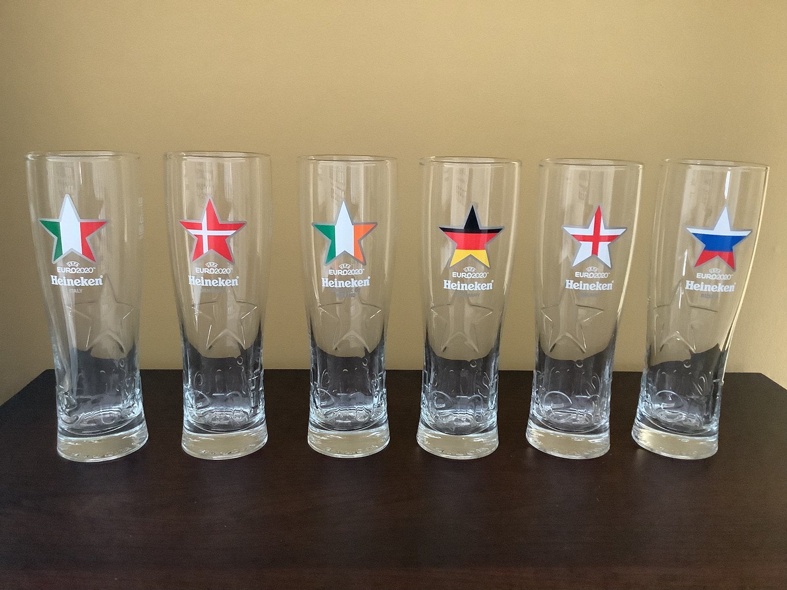 Heineken bierglazen Euro 2020 voetbal 6 stuks, Verzamelen, Ophalen of Verzenden, Zo goed als nieuw, Bierglas