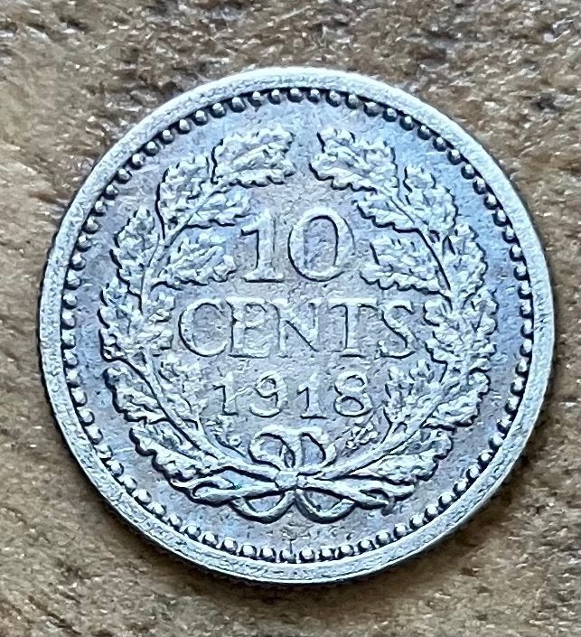 10 cent 1918 Wilhelmina, Ophalen, Zilver, 10 cent, Koningin Wilhelmina