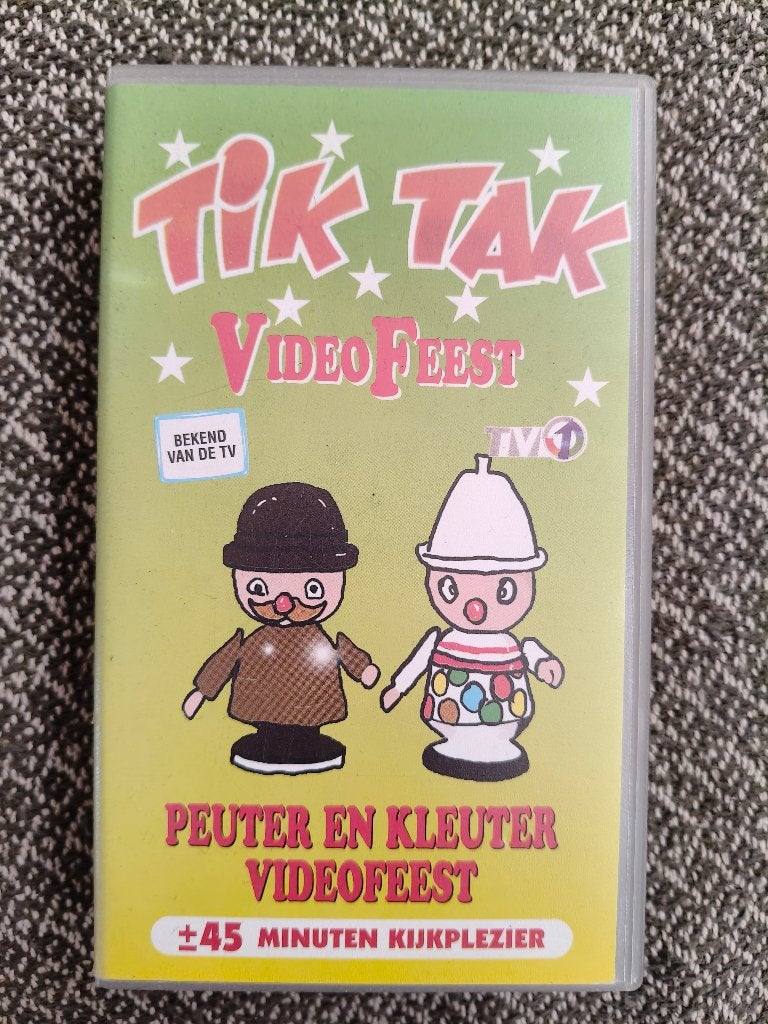 Tik Tak VHS Videobanden - Peuter en Kleuter Videofeest, Cd's en Dvd's, VHS | Film, Ophalen, Gebruikt, Alle leeftijden, Kinderfilm