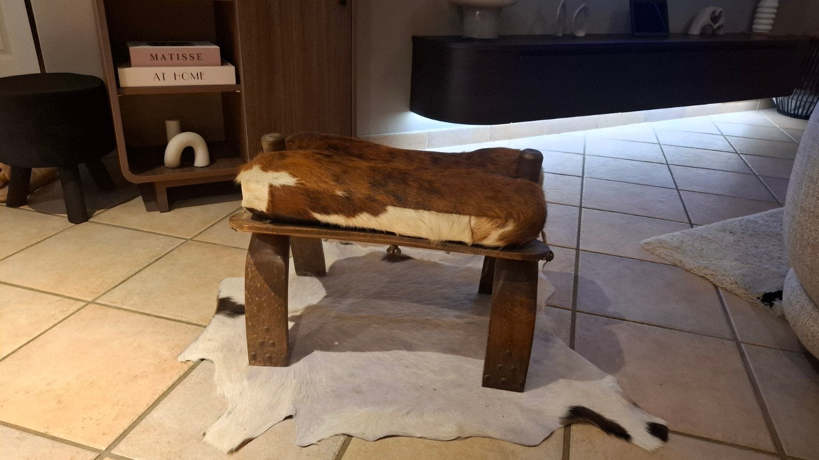 kameel bankje vintage, Ophalen, Hout
