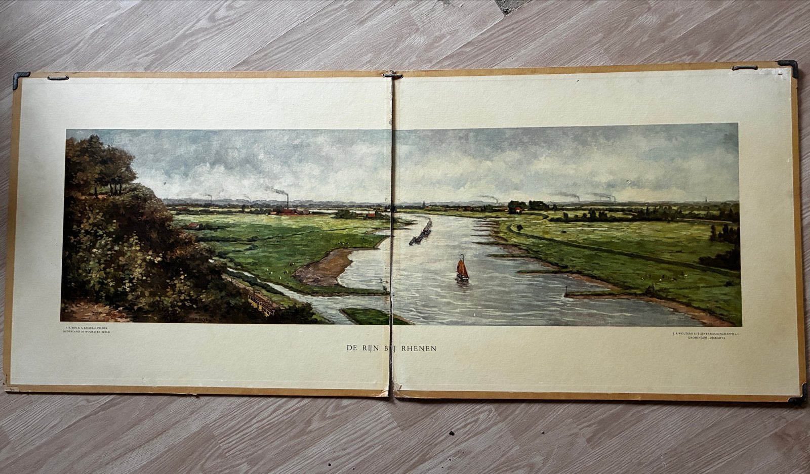 Authentieke uitklapbare schoolplaat "De Rijn bij Rhenen", Ophalen, Aardrijkskunde