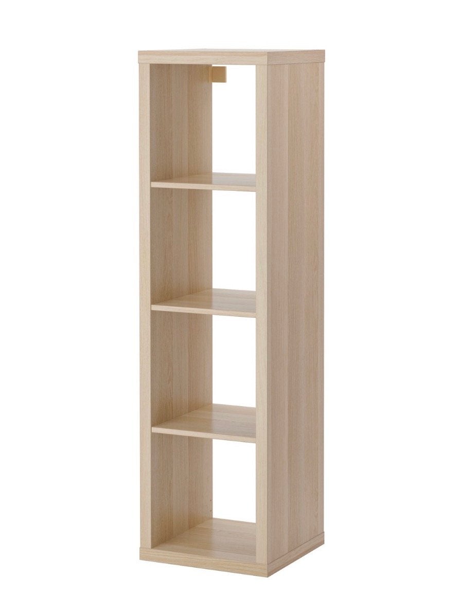 IKEA KALLAX Kast (1x4) Eikeneffect inc 3 Deurtjes & 2 Lades, Ophalen, 50 tot 100 cm, Zo goed als nieuw, Met lade(s)