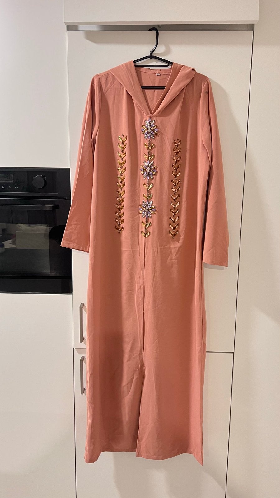 Mooie Caftan met borduursels, Verzenden, Oranje, Zo goed als nieuw, Maat 36 (S)