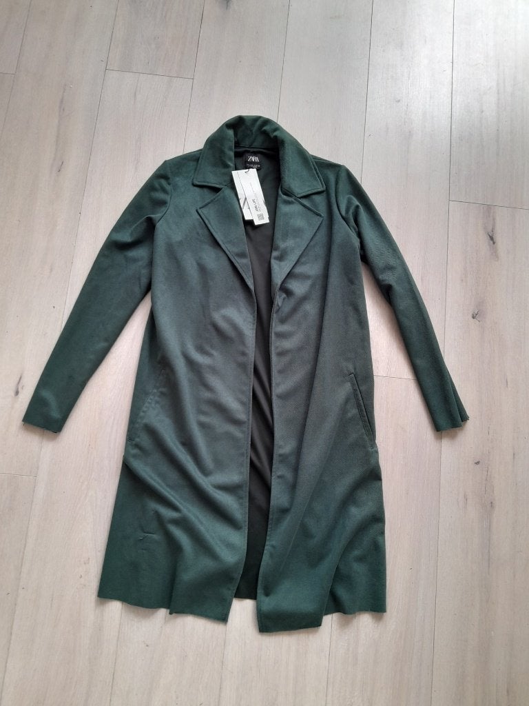 Nieuwe mooie lange jas Zara, koopje, Ophalen of Verzenden, Nieuw, Maat 36 (S), Groen