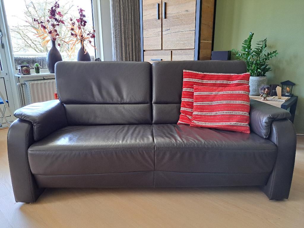 leren bank, Huis en Inrichting, Banken | Bankstellen, Ophalen, Gebruikt, 150 tot 200 cm, Tweepersoons
