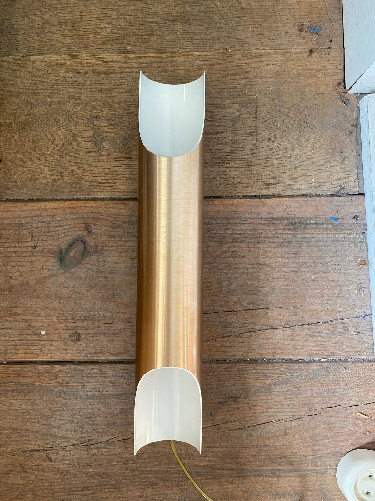 Vintage Raak Amsterdam 'Fuga' wandlamp, geborsteld koper ‘64, Ophalen of Verzenden