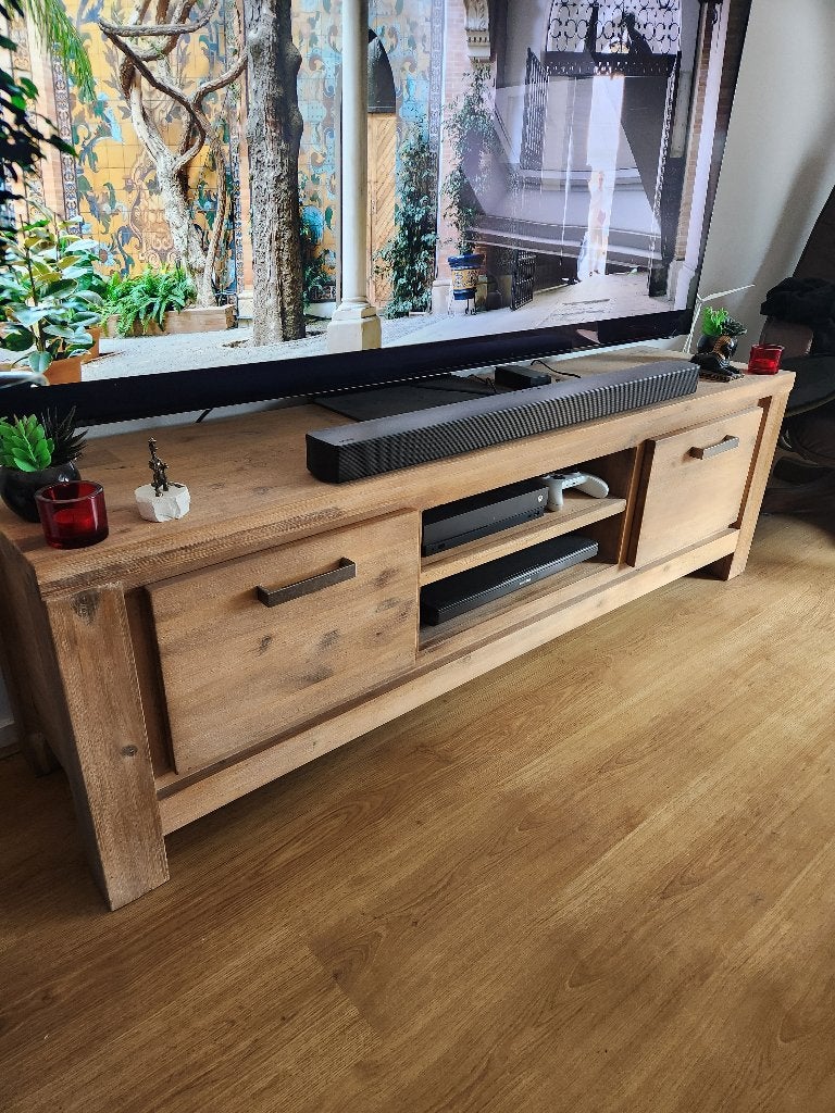 Tv-dressoir - Chablis - acacia snowy white, Ophalen, 150 tot 200 cm, Zo goed als nieuw, Minder dan 100 cm