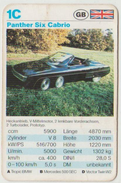 Kw2183 autokaartje panther six cabrio, Ophalen of Verzenden, Auto's