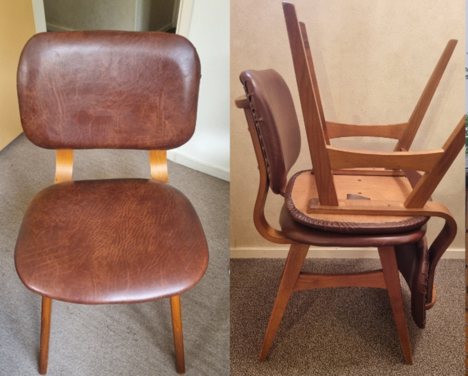 4x retro eetkamerstoel jaren 50 origineel met merktekens, Ophalen