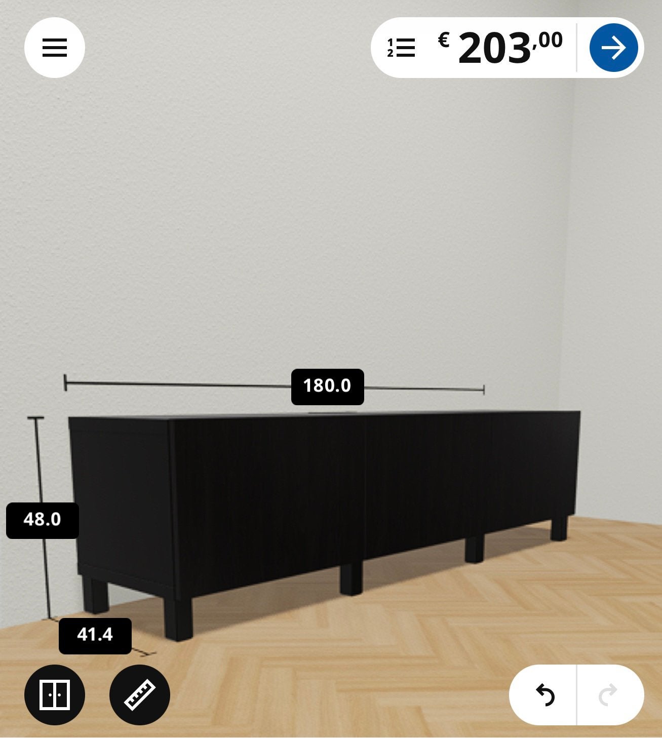 Ikea Bestå tv-meubel zwart-bruin 180x41x48 cm, Ophalen, Zo goed als nieuw, 25 tot 50 cm, Minder dan 100 cm