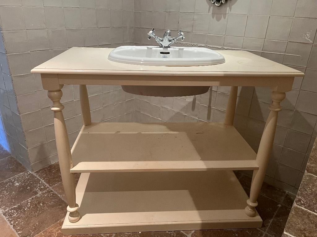 badkamermeubel met luxe wastafel en kraan Engelse stijl, Ophalen, Gebruikt, 100 tot 150 cm, Overige typen