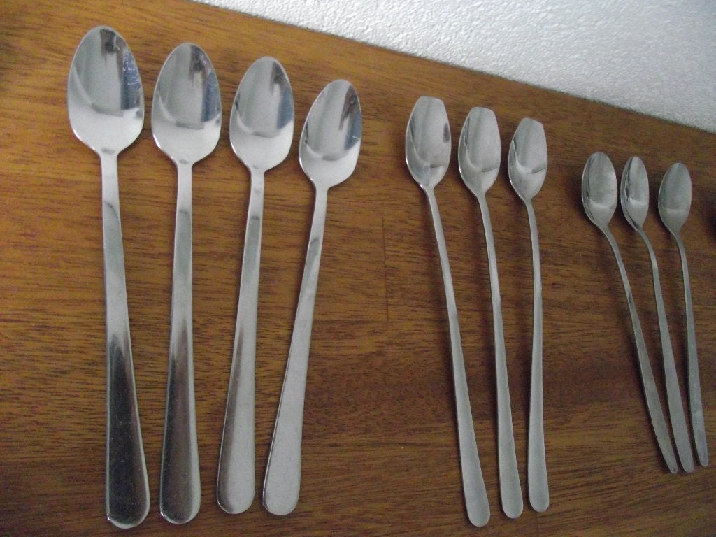 23 vintage RVS ijslepel longdrink lepel 19-20 cm 7 sets p st, Ophalen of Verzenden
