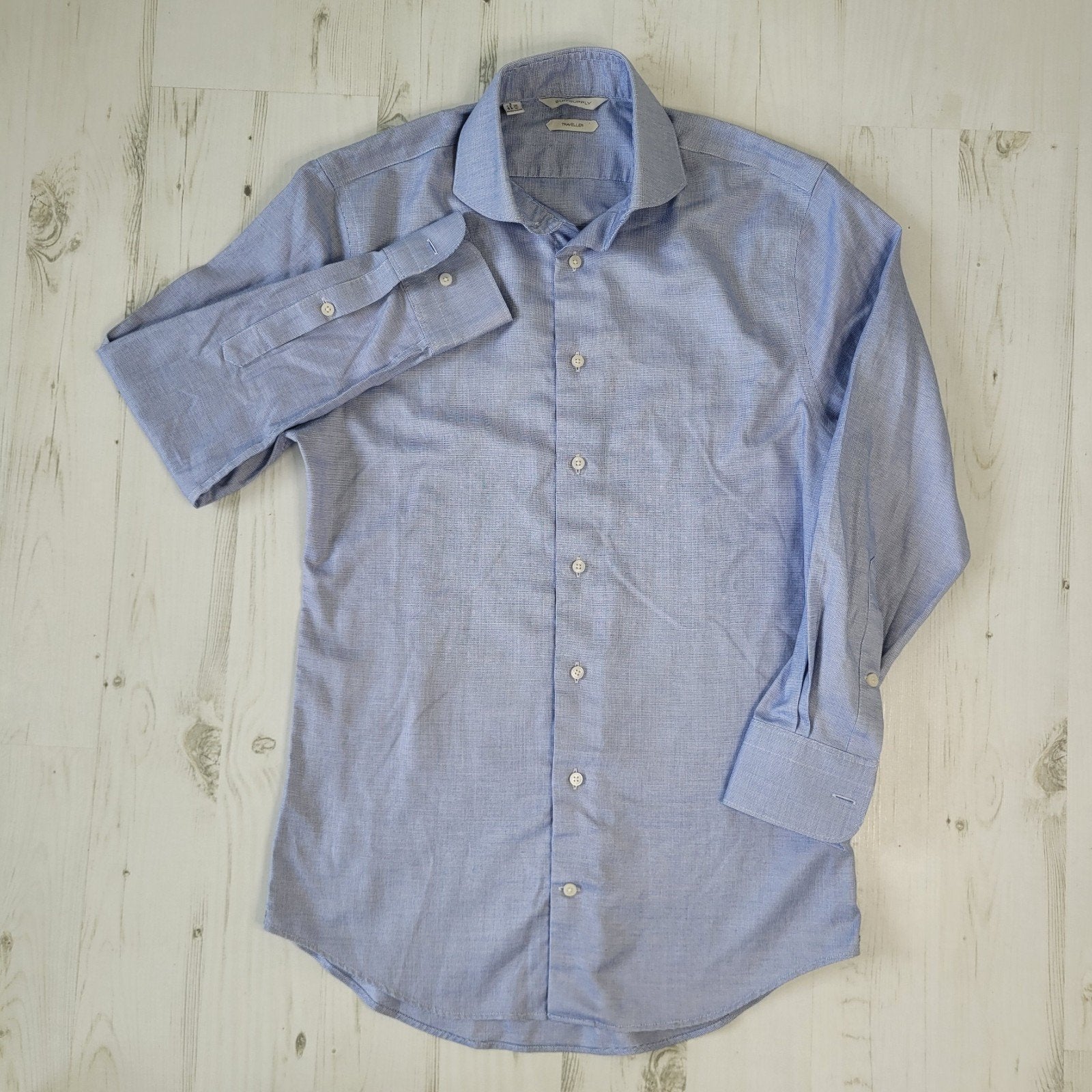 Suitsupply Traveller overhemd S 38 15 lange mouwen blauw, Blauw, Halswijdte 38 (S) of kleiner, Ophalen of Verzenden, Zo goed als nieuw
