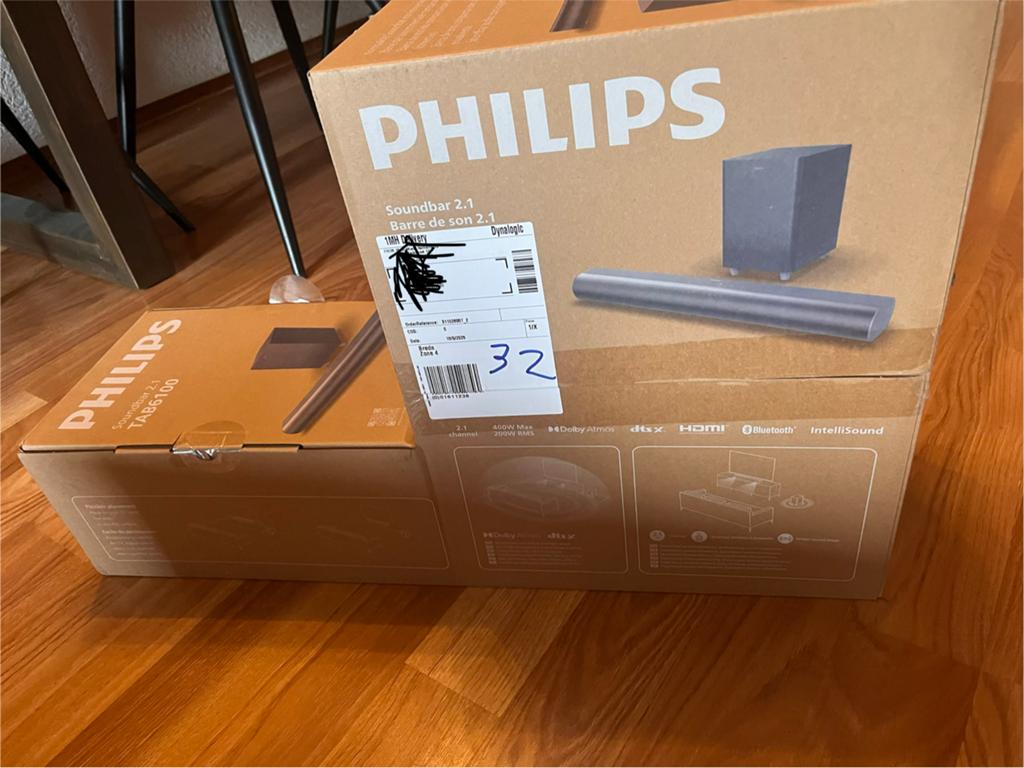 Philips Soundbar 2.1 TAB6100 met draadloze subwoofer, Ophalen, Bluetooth, Nieuw
