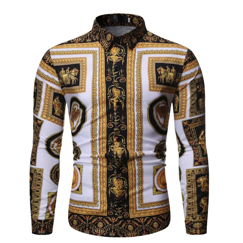 Heren barok overhemd 9 luxe goud gouden shirt zwart wit, Verzenden, Nieuw, Overige kleuren, Overige halswijdtes