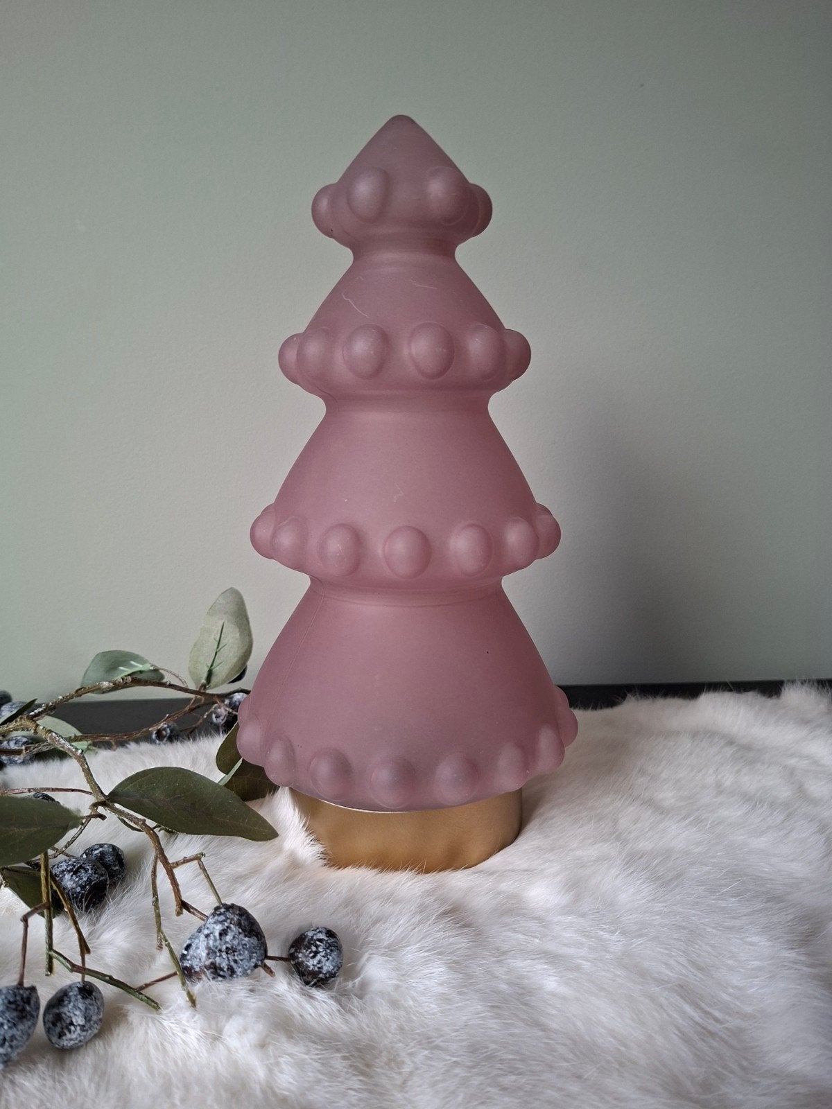 Tafellamp oudroze glas H29 Lampje draadloos glaslamp roze, Nieuw, Glas, Roze, 29 cm