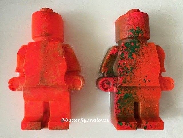 Uniek en modern 3D Lego Robot man schilderij neon Epoxy Art, Ophalen, Figuren, Op houten frame, Overige materialen