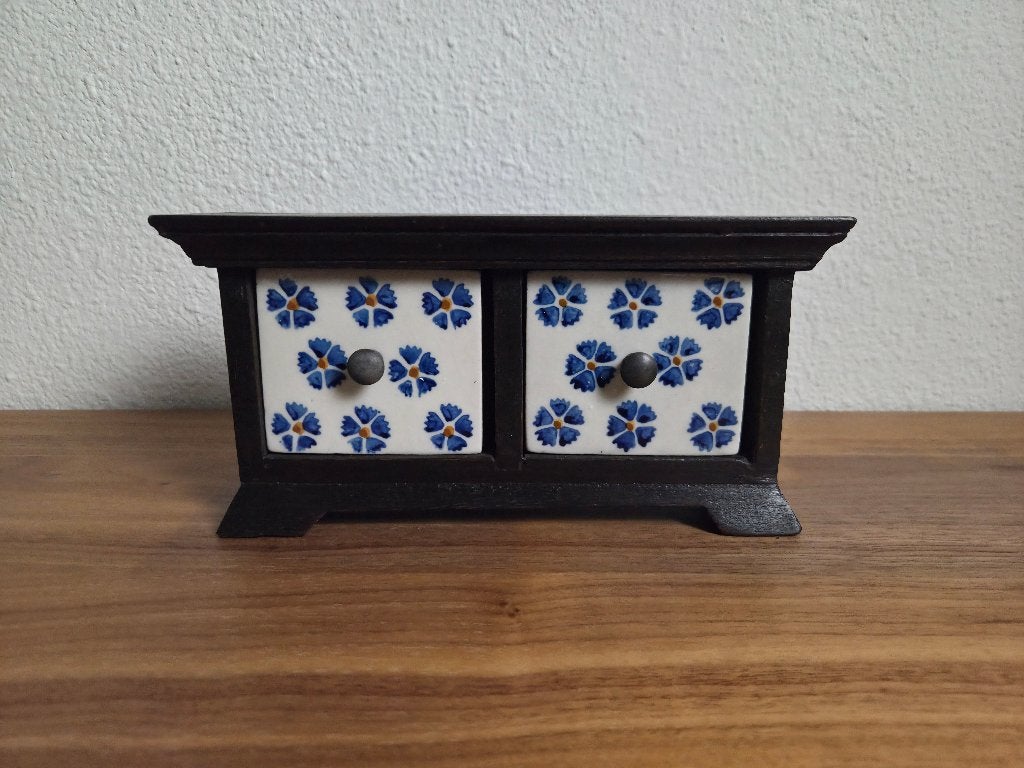 3x houten mini ladekastje / sieradenkastje — nieuw in doos, Ophalen, Nieuw, Overige materialen