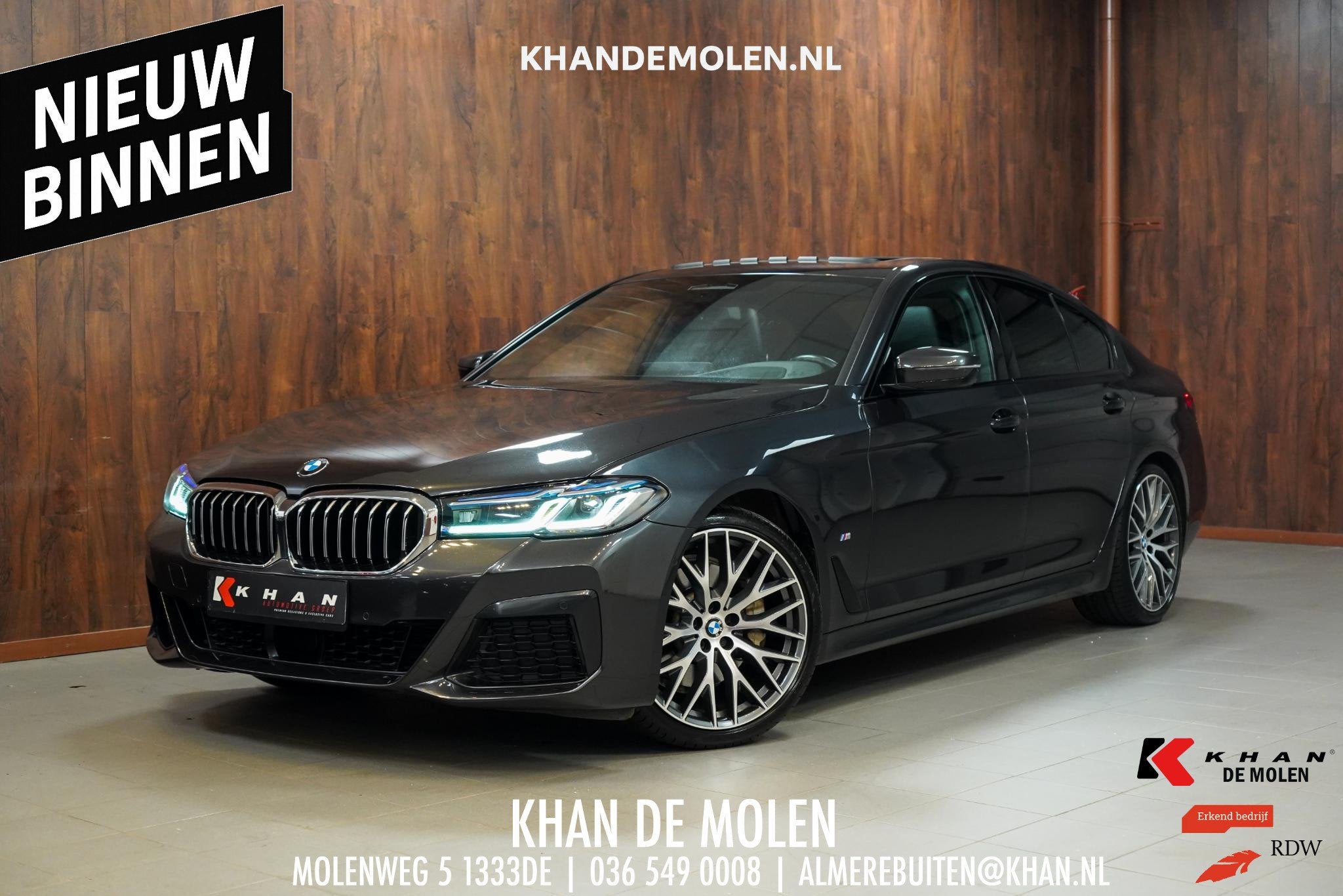 BMW 5-serie 530i M-Sport M Sport|Pano|Leder|HUD|Dealer onder, Auto's, Automaat, 1998 cc, Achterwielaandrijving, Gebruikt