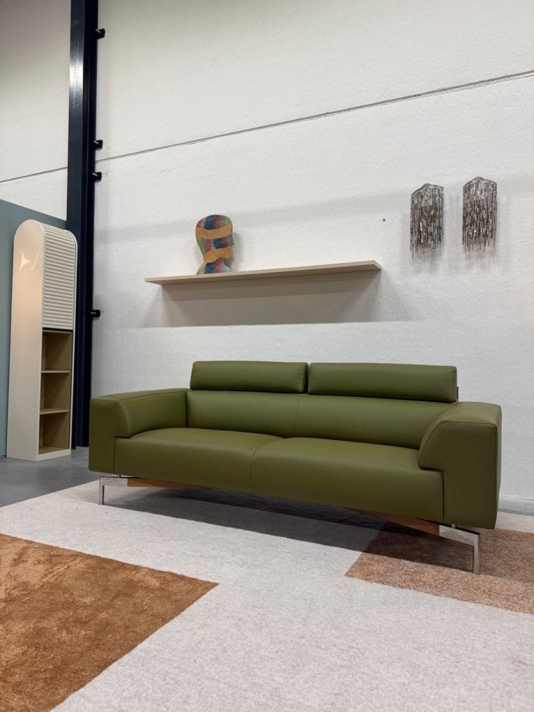 Nieuw Leolux Howlo 3 Zits Bank groen leer Design, Leolux, Info@leolux.nl, Hoekbank, Ophalen of Verzenden