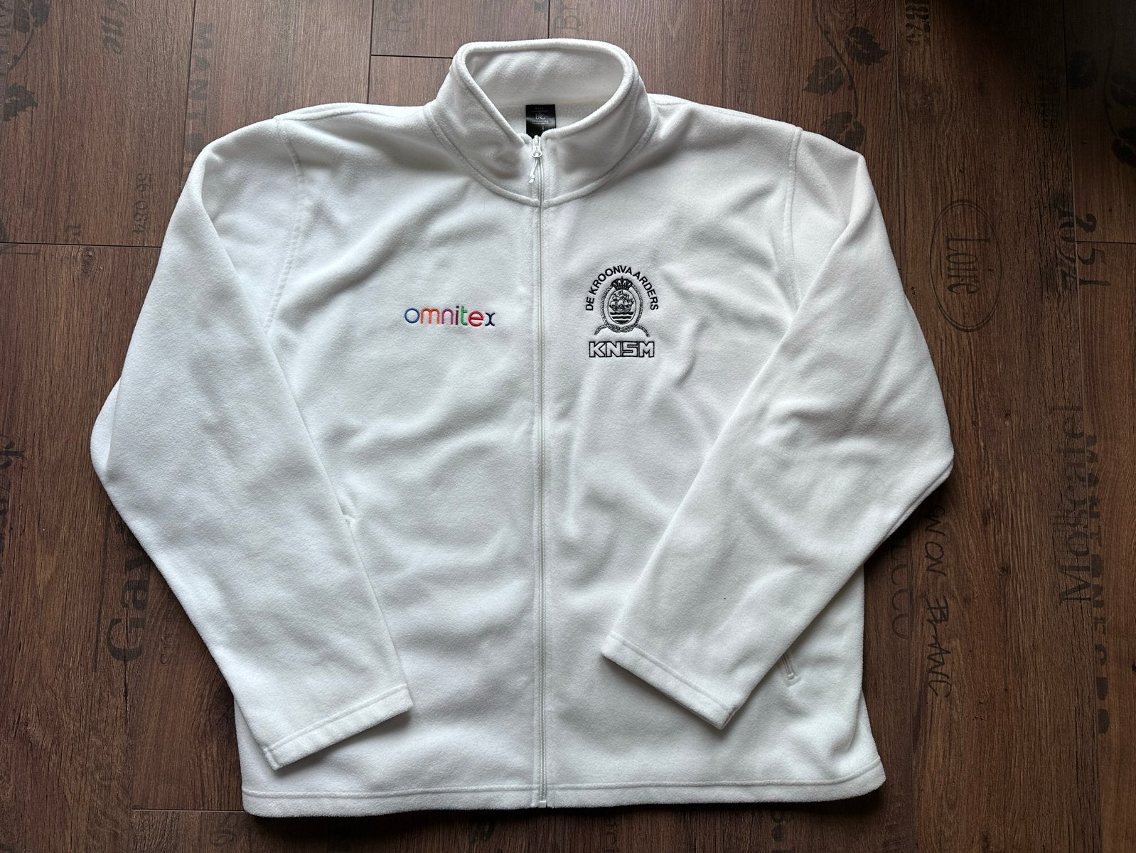 Witte fleece jas XXXL met KNSM Kroonvaarders en Omnitex logo, Ophalen of Verzenden, Zo goed als nieuw