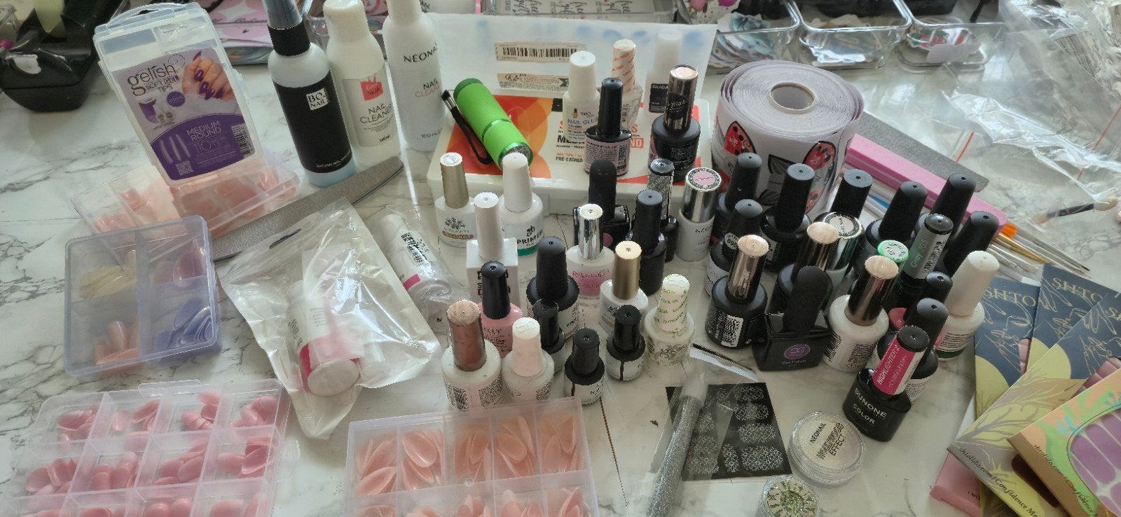 complete nagel inboedel biab, acryl, gel en toebehoren, Ophalen of Verzenden, Zo goed als nieuw, Overige kleuren, Handen en Nagels