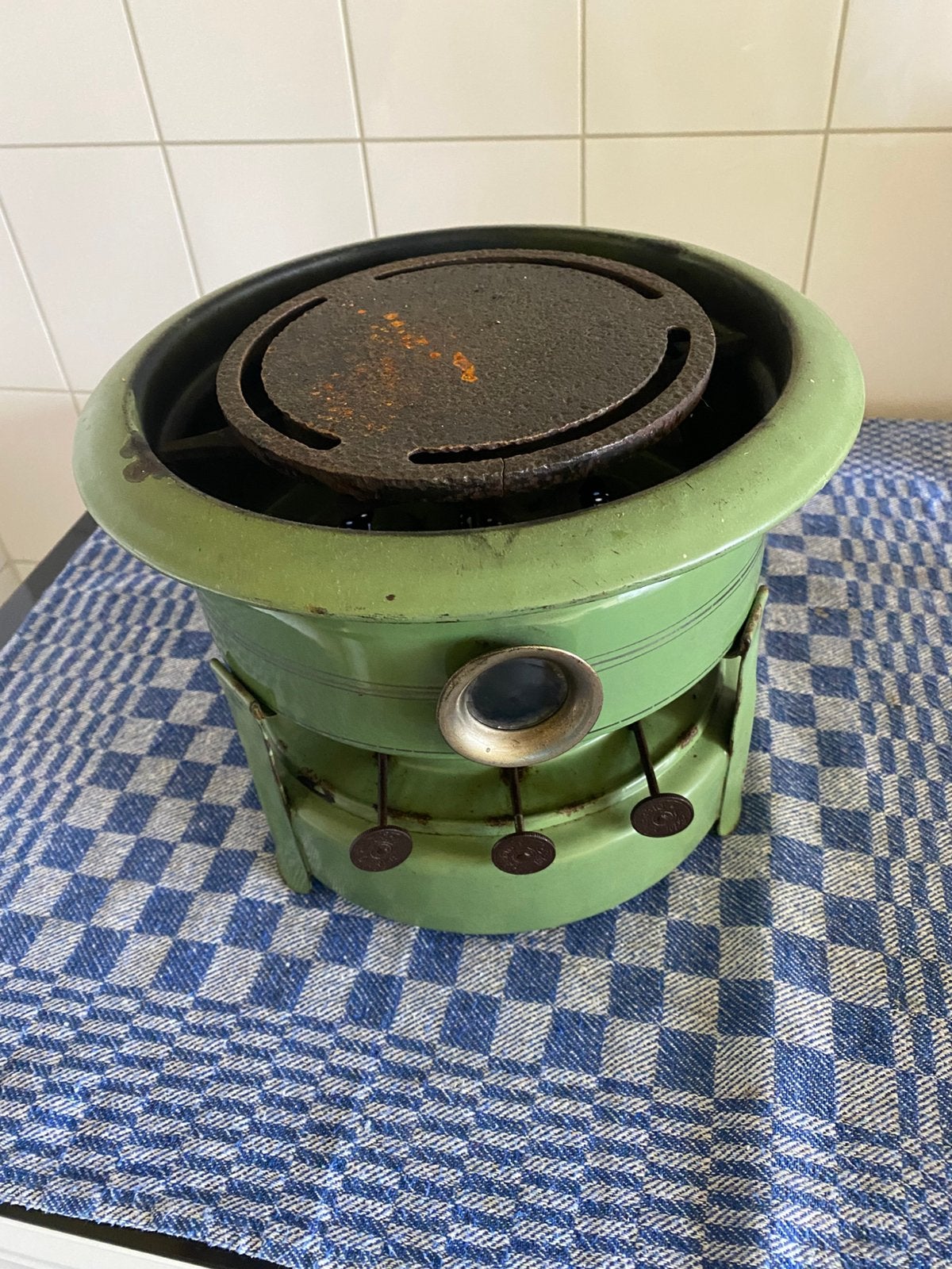 Vintage olie stel 3 pitten, Ophalen of Verzenden