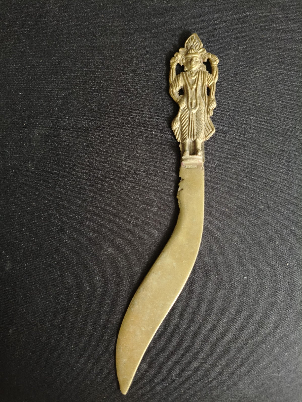 Vintage Indiase briefopener met godenfiguur, Ophalen of Verzenden