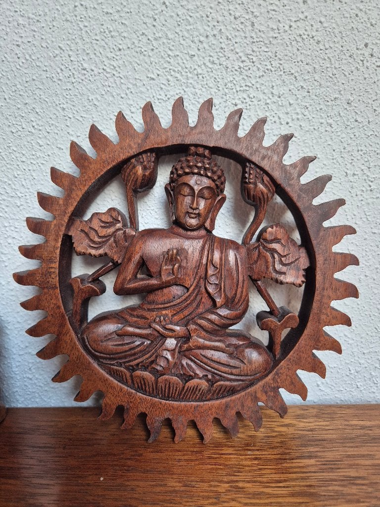 Houtsnijwerk uit Bali, Boeddha - 2 stuks, Antiek en Kunst, Overige onderwerpen, Houtsnijwerk, Minder dan 20 cm, Ophalen of Verzenden