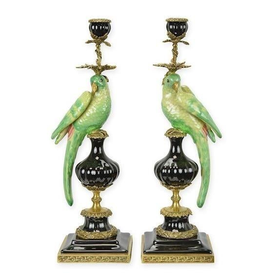 kandelaars van brons , papegaai, Ophalen of Verzenden