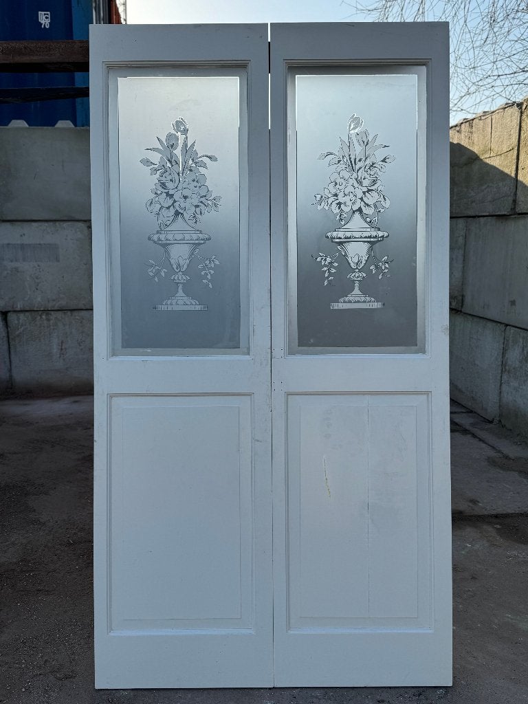 Set schuif / en-suite deuren met geëtst glas 220x119cm., Ophalen