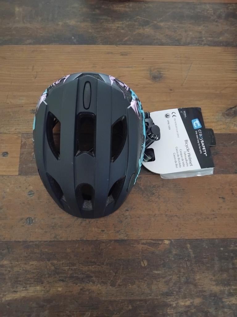 CRAZY SAFETY Fietshelm Kinderen - Zwart met Patroon, Ophalen, CRAZY SAFETY, Jongen of Meisje, Nieuw